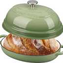 EDGING CASTING Enameled Oval Cast Iron Dutch Oven Pot with Lid, Bread Dutch Oven for Sourdough Bread Baking, Dutch Oven Bread, Bread Oven, 6QT, Pistachio Green