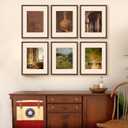 upsimples 16x20 Picture Frame Set of 5, Display Pictures 11x14 with Mat or 16 x 20 Without, Wall Gallery Poster Frames, Brown