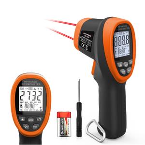Pyrometer 30:1 Industrial, -58 to 2732 Digital High Temp Infrared Thermometer, Non Contact Laser Thermometer Gun, IR Temperature Gauge for Forge Grill (NOT for Human) (Black)
