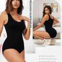 Shapewear Bodysuits for Women Tummy Control Brief Seamless Waist Trainer Round Neck Slimming Tank Tops (Black, M)
