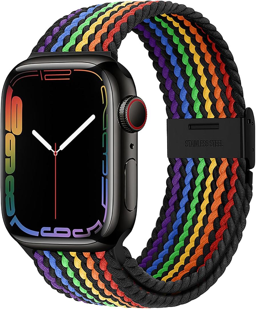 Apple Watch Band 38mm 40mm 41mm 42mm 44mm 45mm 46mm 49mm for Women Men,Sport Solo Loop Strap Stretchy Nylon Braided Wristband for iWatch Series 11 10 9 8 7 6 5 4 SE Ultra 3 2 1