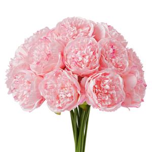 Sahoottie 10 Pcs Artificial Peony Flowers Fake Peonies Silk Flower with Stems for Home Mothers Day Wedding Party Decorations (Pink)