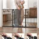 29.5-61.5" Extra Wide Baby Gate for Stairs, Child & Pet Proof, No-Drill Pressure Mount Auto Close One-Hand Operation, Indoor Dog Gate for Doorways, 30.5" Tall, Black