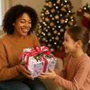 2 x GIOLAINY Pink Christmas Wrapping Paper for Girls Women Kids - Holiday Gift Wrap with Ornaments, Xmas Trees, Berries & Wreaths Designs - 4 Sheets (28 x 40 inches), Easy to Store