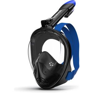 G2RISE Full Face Snorkel Mask Adults Snorkeling Set Gear for Kids with Detachable Camera Mount, Safe Breathing, Anti Fog Anti Leak (S/M, Black Blue)