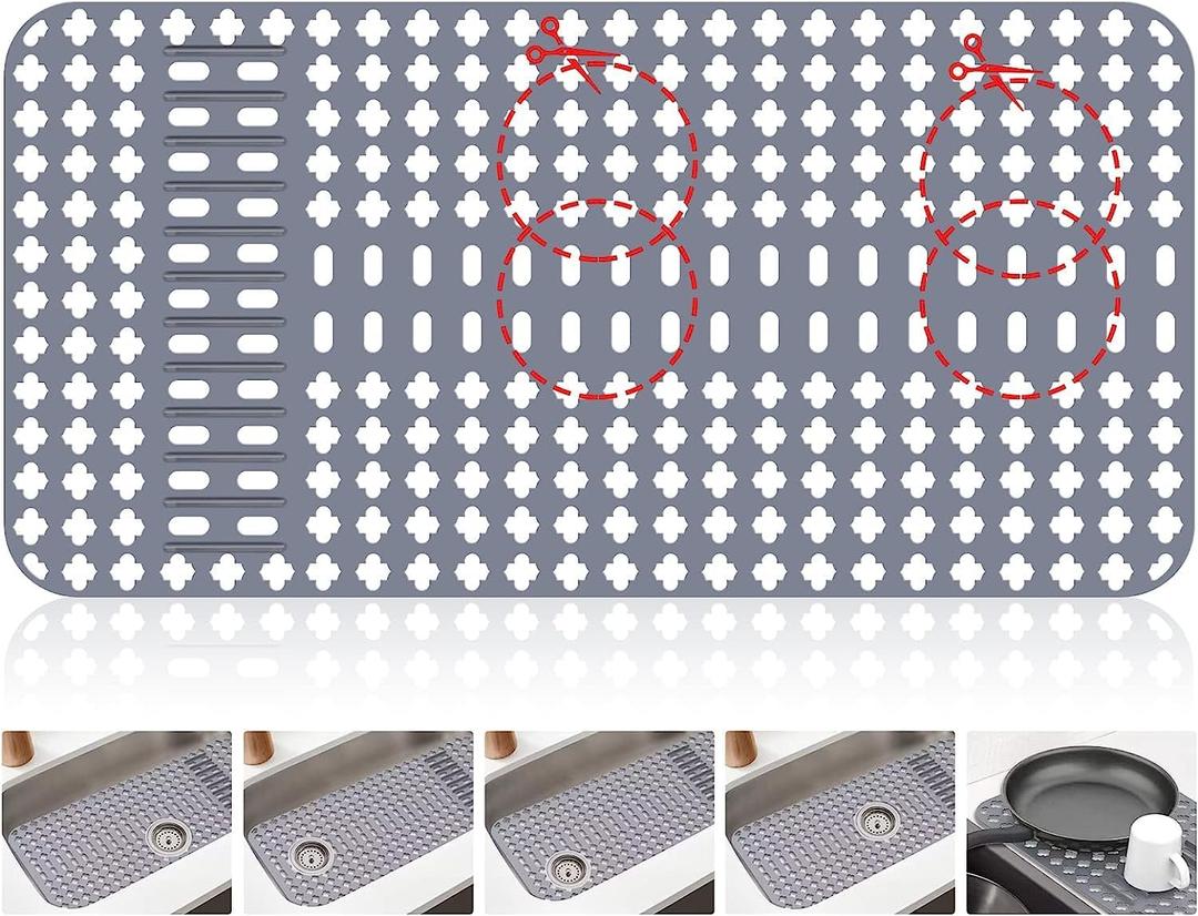 ARLBA Upgraded Silicone Sink Mat 28"x14" Sink Protectors for Kitchen Sink with Rear Drain/Center Drain,Sink Rack for Bottom of Sink, Kitchen Sink Mats for Bottom of Stainless Steel/Porcelain Sink