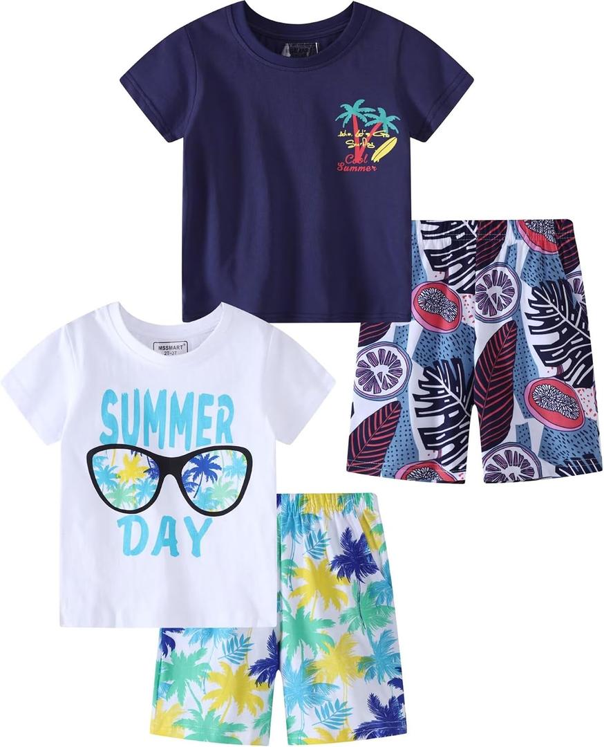 Toddler Boy Summer Clothes Outfits Kids Cotton Short Sets 2-7 Years | 2 Packs Playwear