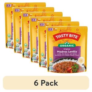 (6 pack) Tasty Bite Organic Madras Lentils 10oz - Savory lentil curry, BBD: 05/31/2027