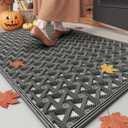 DEXI Front Door Mat Outside Entrance19x30 Rubber Floor Doormat Heavy Duty Non Slip, Dirt Trapper Waterproof Exterior Entry Mats All Weather for Patio Entryway Drainage, Grey (1'7" x 2'6" (Rectangular))