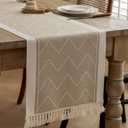 Boho Table Runners 72 inches Long Linen Farmhouse Table Runner Dining Room Decor Rustic Spring Table Decoration for Party Baby Shower Thanksgiving 14"x72"