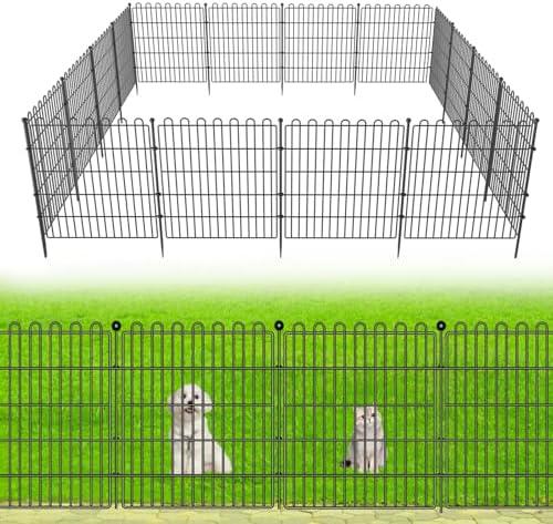 5 Panels No Dig Decorative Garden Fence for Yard, 18 in(H) X 10 ft(L) Animal Barrier Fencing for Outdoor Dog, Metal Portable Garden Fences for Borders, Pets, Landscape, Temporary Fence