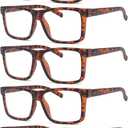 Eyekepper 5-pack Oversized Reading Glasses Square Large Frame Readers for Men and Women - Tortoise +1.00