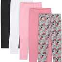 Resinta 5 Packs Toddler and Baby Girls Leggings Pants Full Length Cotton Basic Leggings Stretchy Soft Leggings Tights Pants 4 T