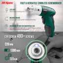 Hi-Spec 3.6V Cordless Electric Screwdriver Set with Interchangeable Bits, Green