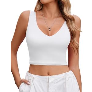 Avidlove Women's Sexy Crop Plunge Tank Tops Deep V Neck Going Out Camisoles Slim Fit 2026 Trendy Summer (White, XS)