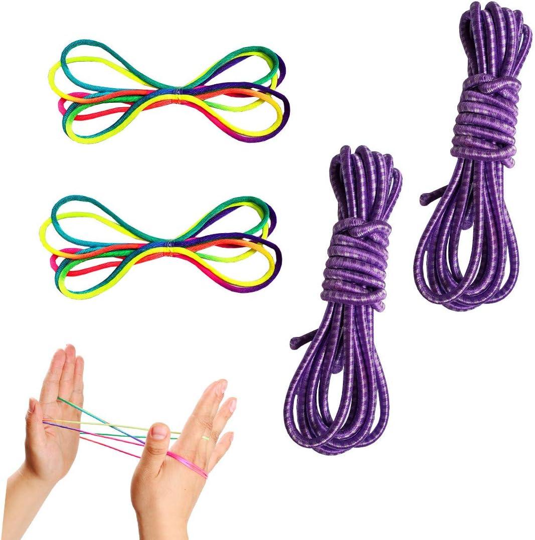 2 Pieces Chinese Jump Ropes Elastic Ropes with 2 Pieces Cats Cradle String Kids Fitness Game for Outdoor Exercise
