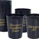 Divorce Party Cups - Pack of 10 Black Plastic Cups with Gold Text: (1) "Divorced AF" & (9) "Divorcee Drinking Team" | Divorce Party Decorations for Women and Men Gifts Party Favors Ideas