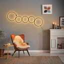 NUR Modern 5-Ring LED Floor Lamp, 43.3" Artistic Nesting Circle Standing Lamp, Stepless Dimmable Sculptural Accent Light for Living Room, Bedroom & Office, Minimalist Geometric Decor