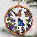Butterfly Christmas Ornaments: Christmas Tree Ornaments, Holiday Decor for Butterfly Lovers, Stocking Stuffers, Gift Ideas, Xmas Gifts & Gifts for Mom Women (Purple Flower-butterfly)