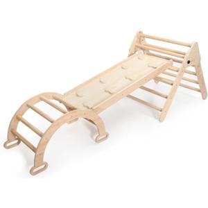 5 in 1 Wooden Climbing Toys for Toddlers - Foldable Climbing Triangle,Arch Climber, Climp Ramp - Montessori Toys for Babies Kids Climbing Toys Indoor & Outdoor - Girls & Boys Gift (Natural)