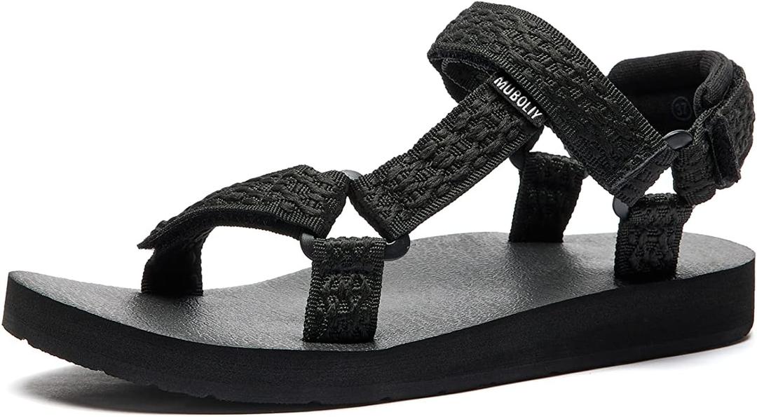 Women's Original Sandals Comfortable Quick-Drying Casual Sport Sandal Walking Hiking Water Sandals With Arch Support (7, Black)