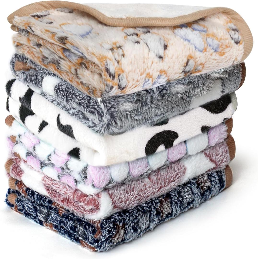 YedsIntu 6 Pcs Washable Guinea Pig Blankets Absorbent Small Animal Fleece Bedding Cage Liners Reusable Pet Pee Pad Sleep Mat Pad Cover for Hamster Ferret Rabbit Chinchilla Hedgehog (24" x 47") (Black)