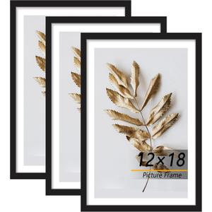 12x18 Picture Frame Black 3 Pcs set can Display on the Wall, 12x18 in-3Pack