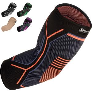 Kunto Fitness Elbow Brace Compression Support Sleeve (Shipped From USA) for Tendonitis, Tennis Elbow, Golf Elbow Treatment - Reduce Joint Pain During Any Activity! (X-Large, Multi-colored)