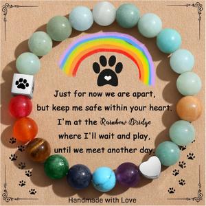 TONY & SANDY Dog Memorial Gifts, Pet Sympathy Rainbow Bridge Pet Memorial Bracelet for Men Women Girls Who Loss of Beloved Dog Cat (Amazonite)