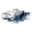 Fu-Keivy Blue Grey Abstract Canvas Wall Art Decor Fantasy Modern Artwork Painting for Living Room Bedroom 5 Panel Wall Pictures Graffiti on White Background, 50''W x 24''H
