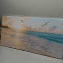 Beach Wall Art Decor for Living Room Ocean Canvas Picture for Wall Gold Sunset Painting for Bedroom Blue Seascape Theme Art Print for Bathroom Home Office Decoration Ready to Hang(20"40")