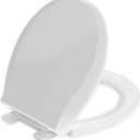 Round Toilet Seat Soft Close 16.5'',Standard Universal Toilet Lid Round with PP Material Safe,Easy to Clean and Install,Ergonomic design,Never Loosens,2 Years Support,White Plastic