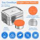 Stackable Stainless Steel Bento Box with Snack Container, 47oz/1400ml - Stainless Steel Lunch Box, Metal Bento Box for Kids & Adults, Eco-Friendly with Compartments for School, Work & Travel