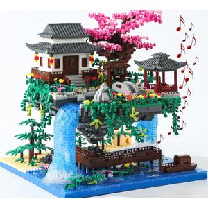 Cherry Blossom Tree Building Set with Gift Box, Original Music Cherry Blossom Tree House(Type :Symphony), Japanese Sakura Tree House Lights Building Kit3320 Pcs, Cherry Bonsai Building Set