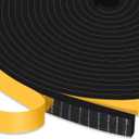 Thin Foam Weather Stripping Seal Tape 1" Wide x 1/4" Thick, High Density Closed Cell Door Insulation Gasket for Door Frame, Window, Sliding Door, Cabinet, Soundproofing, Black, Total 16.5Ft