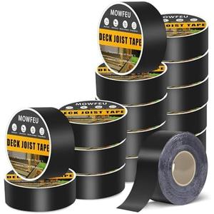Mowfeu Deck Joist Tape 1-5/8" x 50', 16Pack Weather-Resistant Butyl Joist Tape for decking, Self-Adhesive Butyl Deck Tape for Top of Joists, Rim Joists, Under Joists and Beams