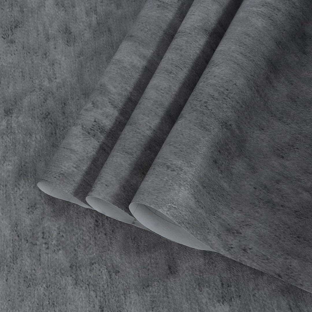 Concrete Wallpaper 15.7 in x 118 in, Peel and Stick Vinyl Cement Concrete Contact Paper for Walls Cabinets, Waterproof Removable Textured Wallpaper