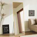 DUMOS Full Length Mirror 59"x17" Full Body Floor Mirror for Bedroom or Cloakroom, Can Stand Alone, Hang or Lean Against Wall, Tall Wall Mirror with Stand and Sleek Aluminum Alloy Thin Frame