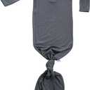 Knotted Gown Baby Newborn, Viscose derived from Bamboo, Infant Sleeper with Mittens, Baby Girl, Baby Boy, (Gray)