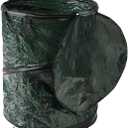 Collapsible Trash Can 1-Pack - Pop Up Gallon Outdoor Garbage Cans with Zippered Lids - Recycle Bins for Camping or Parties by Wakeman (Green)