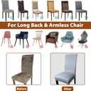 Gray Leather Chair Covers for Dining Chairs Set of 4, Faux Leather Dining Chair Covers Removable Wipeable Parson Chair Covers Leather, Stretch Waterproof Chair Seat Covers for Dining Chairs
