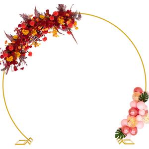 Wokceer Wedding Arch 8.5FT Round Backdrop Stand Gold Metal Circle Balloon Arch Frame Stand for Wedding Ceremony Birthday Party Bridal Shower Anniversary Candy Tables Decoration