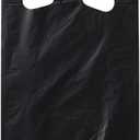 T-Shirt Bags, Small Black Plastic Bags, 8 x 4 x 16 Inches, 14 Micron Thickness, 800 Count, Made in Korea