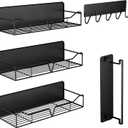 Magnetic Shelves for Washing Machine & Fridge Utentils Rack 5 Pack- Metal Heavy Duty Magnetic Shelf Magnetic Laundry Organizer with Hooks and Towel Holder for Magnetic Laundry Room Storage (Black)