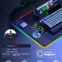 TopMade Wireless Charging RGB Mouse Pad, Waterproof Gaming Desk Pad with 4 Light Modes & 11 RGB Colors, Ultra-Smooth Surface, Non-Slip Base, 31.5"x15.75" XXL Large Desk Mat for MacBook, PC, Laptop