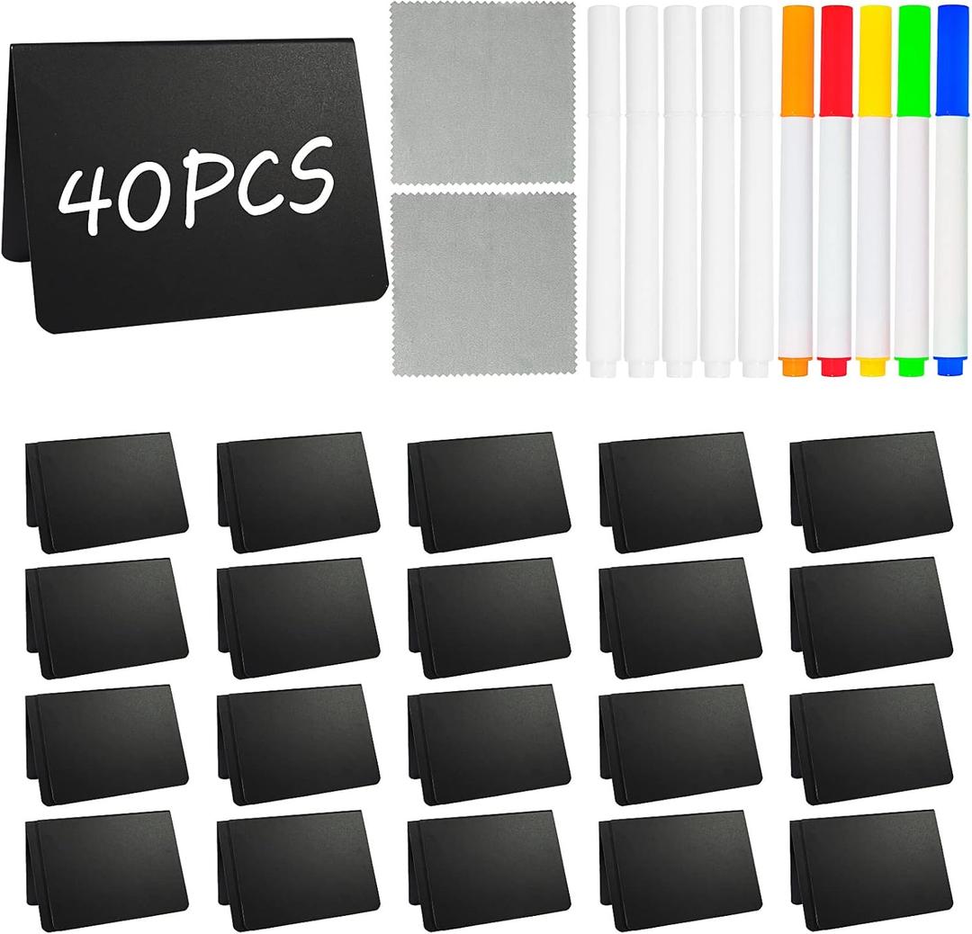 40 Pack Food Labels for Party Buffet - Mini Chalkboard Signs - Food Tags for Party Buffet - Catering Supplies Buffet Display, 3x4 Inches, Easy to Write and Wipe