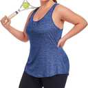 ForHailey Plus Size Workout Tank Tops for Women Racerback Yoga Tops Athletic Running Shirts Loose Fit Sleeveless Gym Clothes (Blue)