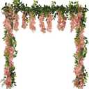 Artificial Flowers Silk Wisteria Garland 2PCS 5.91FT/Peice Fake Wisteria Vines Champagne Artificial Wisteria Vine Rattan Silk Hanging Flower for Wedding Arch Garden Floral Decor (Champagne)