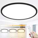 24 Inch LED Flush Mount Ceiling Light with Remote, 56W 5600LM, Dimmable 3000K-6000K, Ultra-Thin Modern Round Light Fixture, Black, Memory & Night Light Mode for Bedroom, Kitchen, Living Room