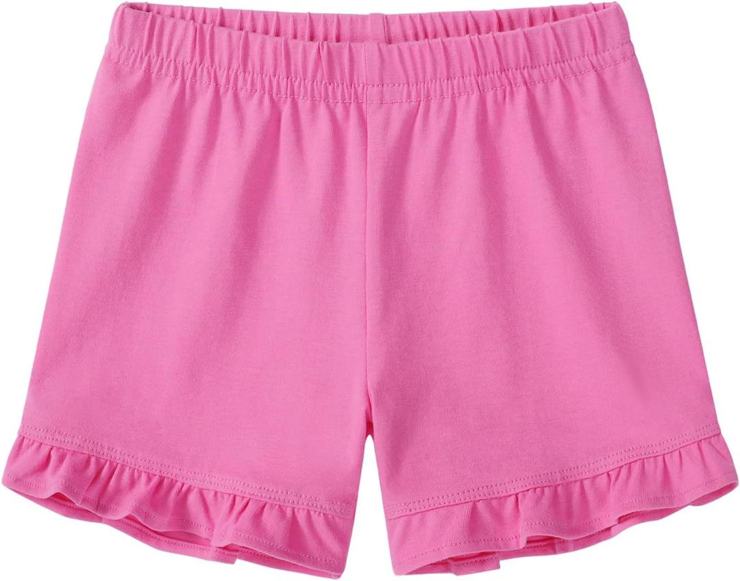 Witwot Girls Bike Shorts Cotton Underdress Dance Cartwheel Ruffle Short for Girl Size 5-14Y (7-8 Years, Rose Red)
